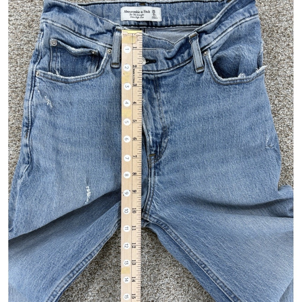 Abercrombie & Fitch 90s Straight Ultra High Rise Criss-Cross 25/0 XL Light Wash - Picture 13 of 14